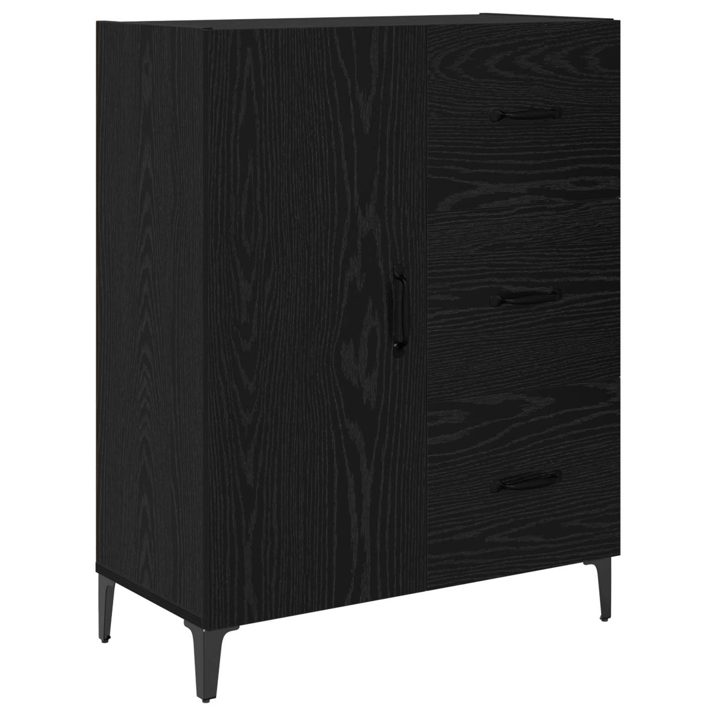 Dressoir met lade Zwart Eiken 69,5 x 34 x 90 cm Bewerkt hout is nu te koop bij PeponiXL, paradijselijk wonen!