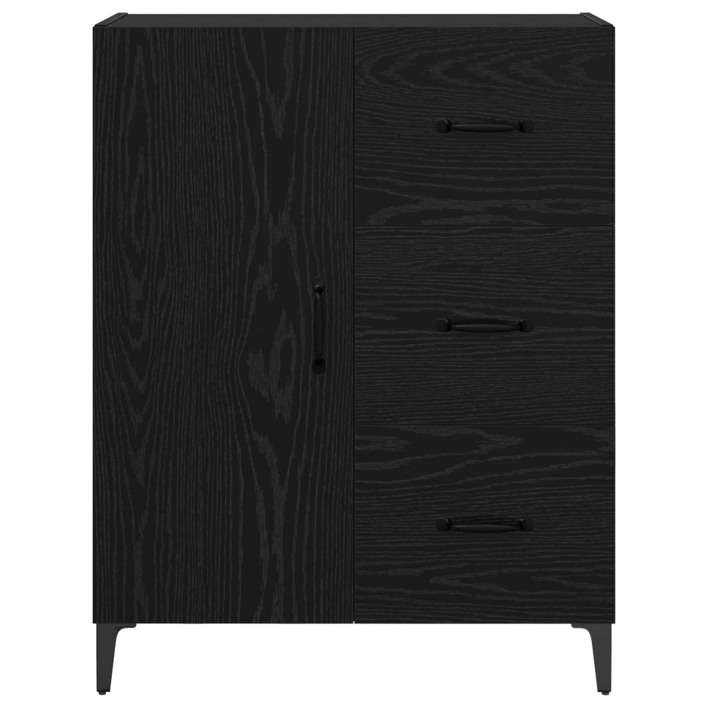 Dressoir met lade Zwart Eiken 69,5 x 34 x 90 cm Bewerkt hout is nu te koop bij PeponiXL, paradijselijk wonen!