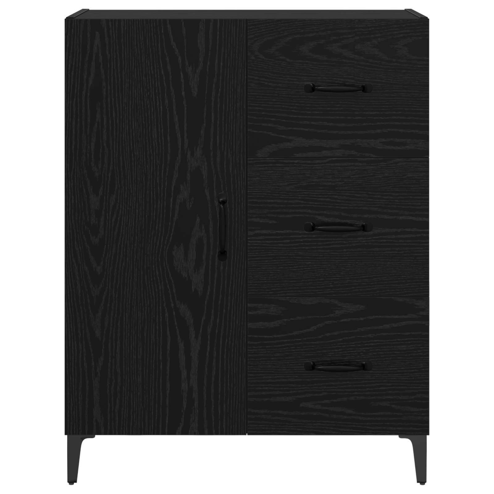 Dressoir met lade Zwart Eiken 69,5 x 34 x 90 cm Bewerkt hout is nu te koop bij PeponiXL, paradijselijk wonen!
