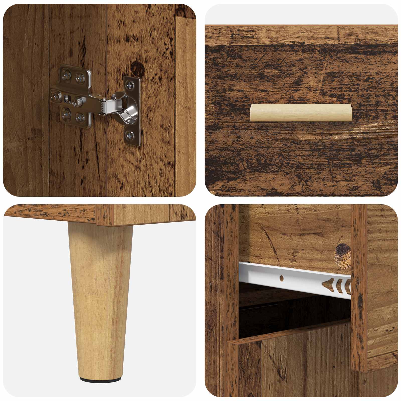 Dressoir met lade Oud hout 34 x 69.5 x 89 cm Bewerkt hout is nu te koop bij PeponiXL, paradijselijk wonen!