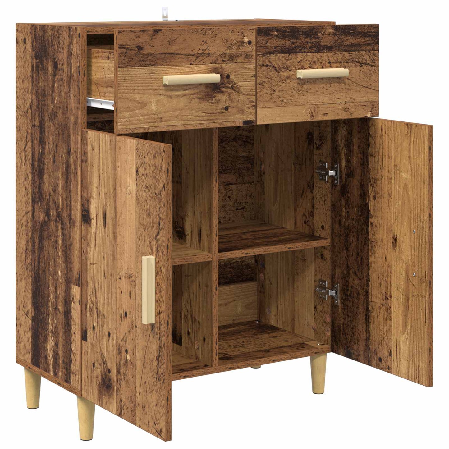 Dressoir met lade Oud hout 34 x 69.5 x 89 cm Bewerkt hout is nu te koop bij PeponiXL, paradijselijk wonen!