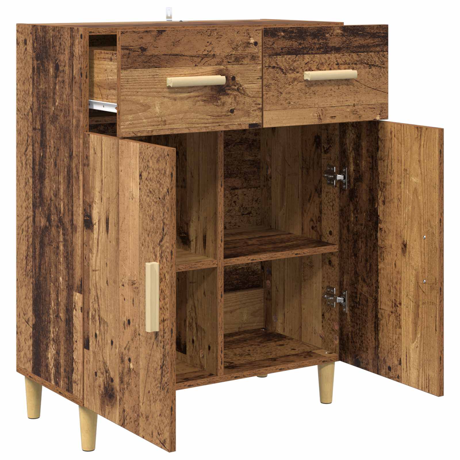 Dressoir met lade Oud hout 34 x 69.5 x 89 cm Bewerkt hout is nu te koop bij PeponiXL, paradijselijk wonen!