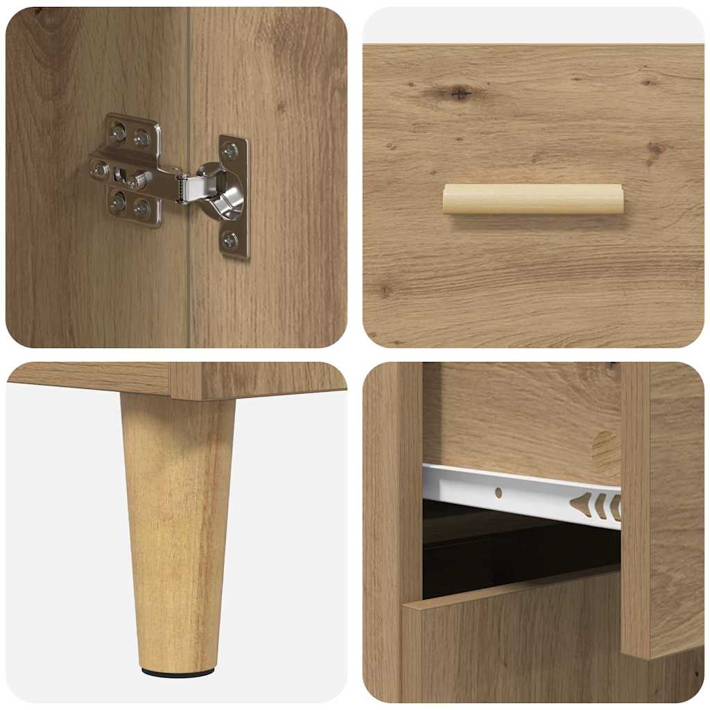 Dressoir artisanaal eikenkleurig 34 x 69.5 x 89 cm Bewerkt hout is nu te koop bij PeponiXL, paradijselijk wonen!