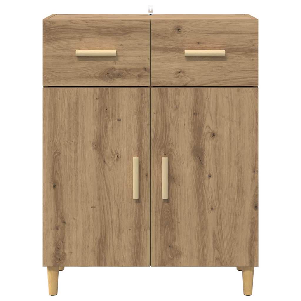 Dressoir artisanaal eikenkleurig 34 x 69.5 x 89 cm Bewerkt hout is nu te koop bij PeponiXL, paradijselijk wonen!