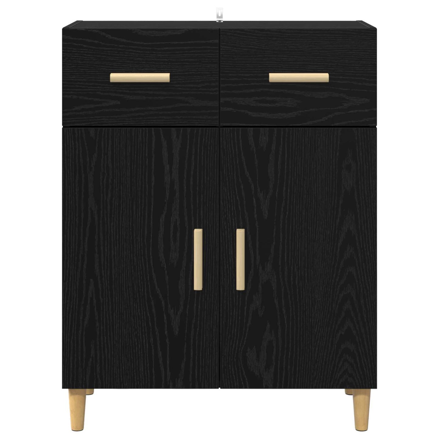 Dressoir met lade Zwart eiken 34 x 69.5 x 89 cm Bewerkt hout is nu te koop bij PeponiXL, paradijselijk wonen!