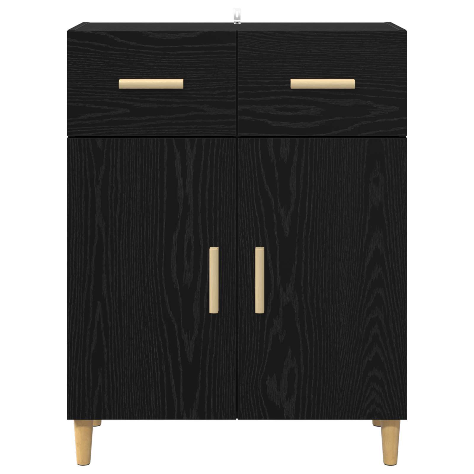 Dressoir met lade Zwart eiken 34 x 69.5 x 89 cm Bewerkt hout is nu te koop bij PeponiXL, paradijselijk wonen!