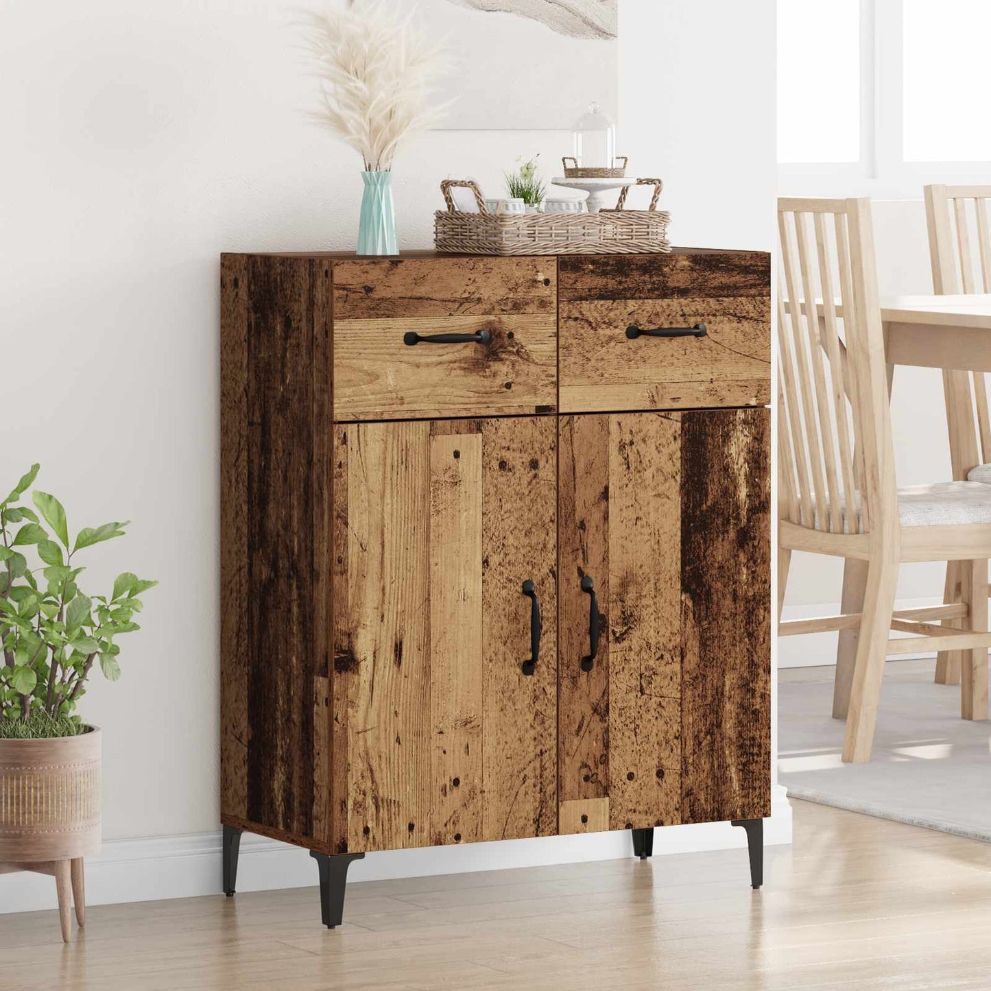 Dressoir met lade Oudhout 69,5 x 34 x 90 cm Bewerkt hout is nu te koop bij PeponiXL, paradijselijk wonen!