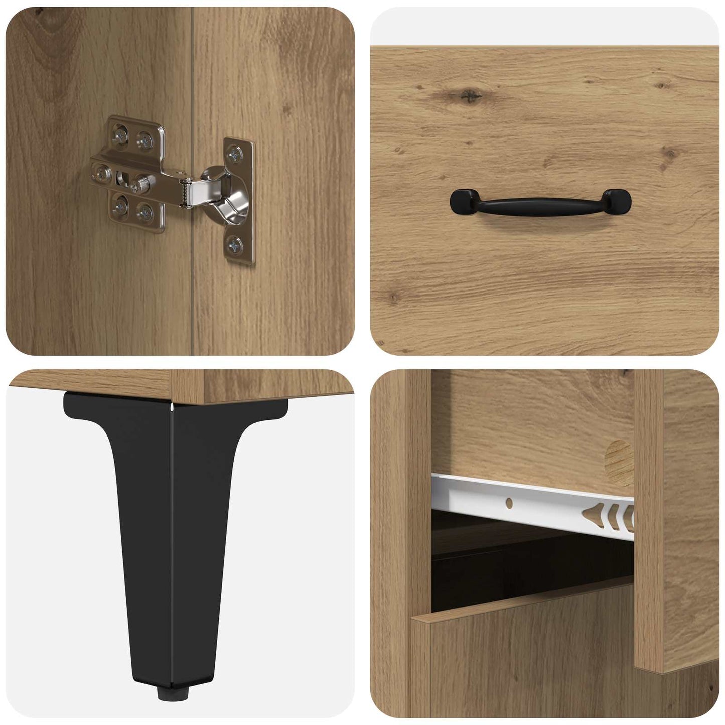 Dressoir met lade Artisan Eiken 69,5 x 34 x 90 cm Bewerkt hout is nu te koop bij PeponiXL, paradijselijk wonen!