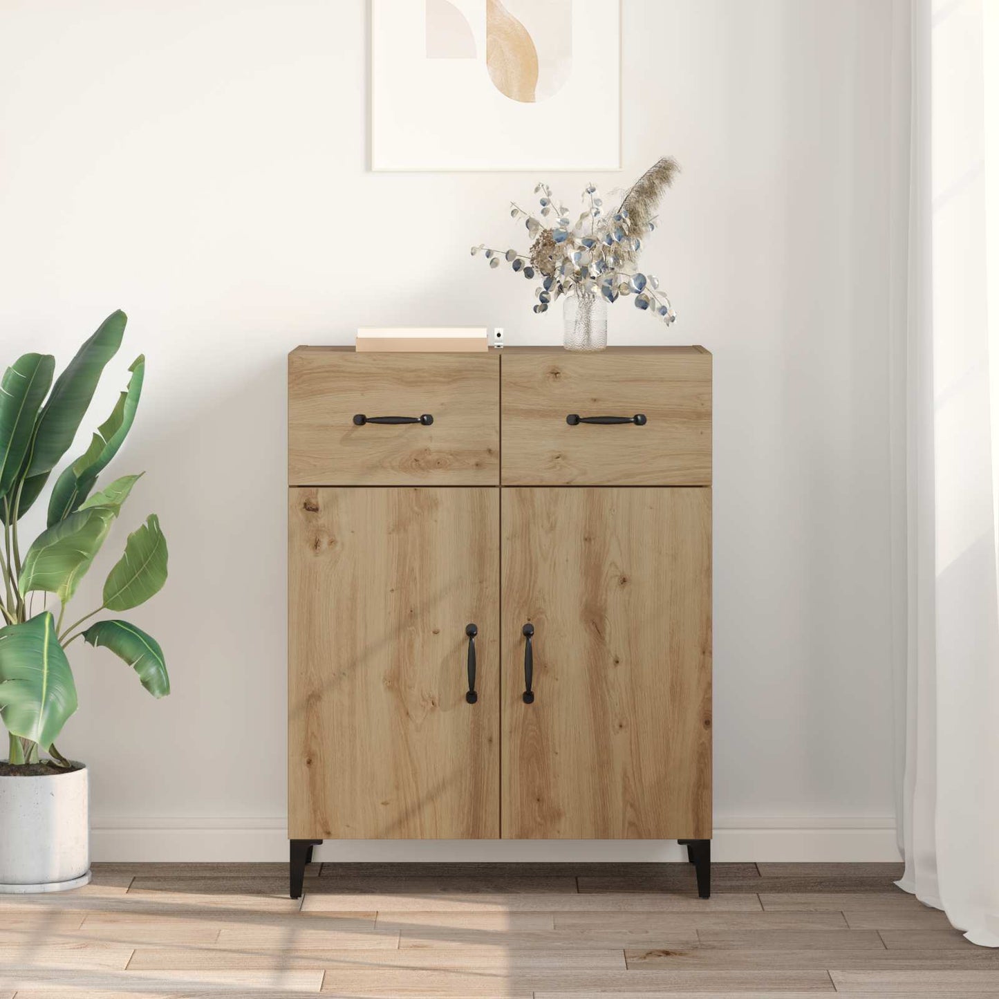 Dressoir met lade Artisan Eiken 69,5 x 34 x 90 cm Bewerkt hout is nu te koop bij PeponiXL, paradijselijk wonen!