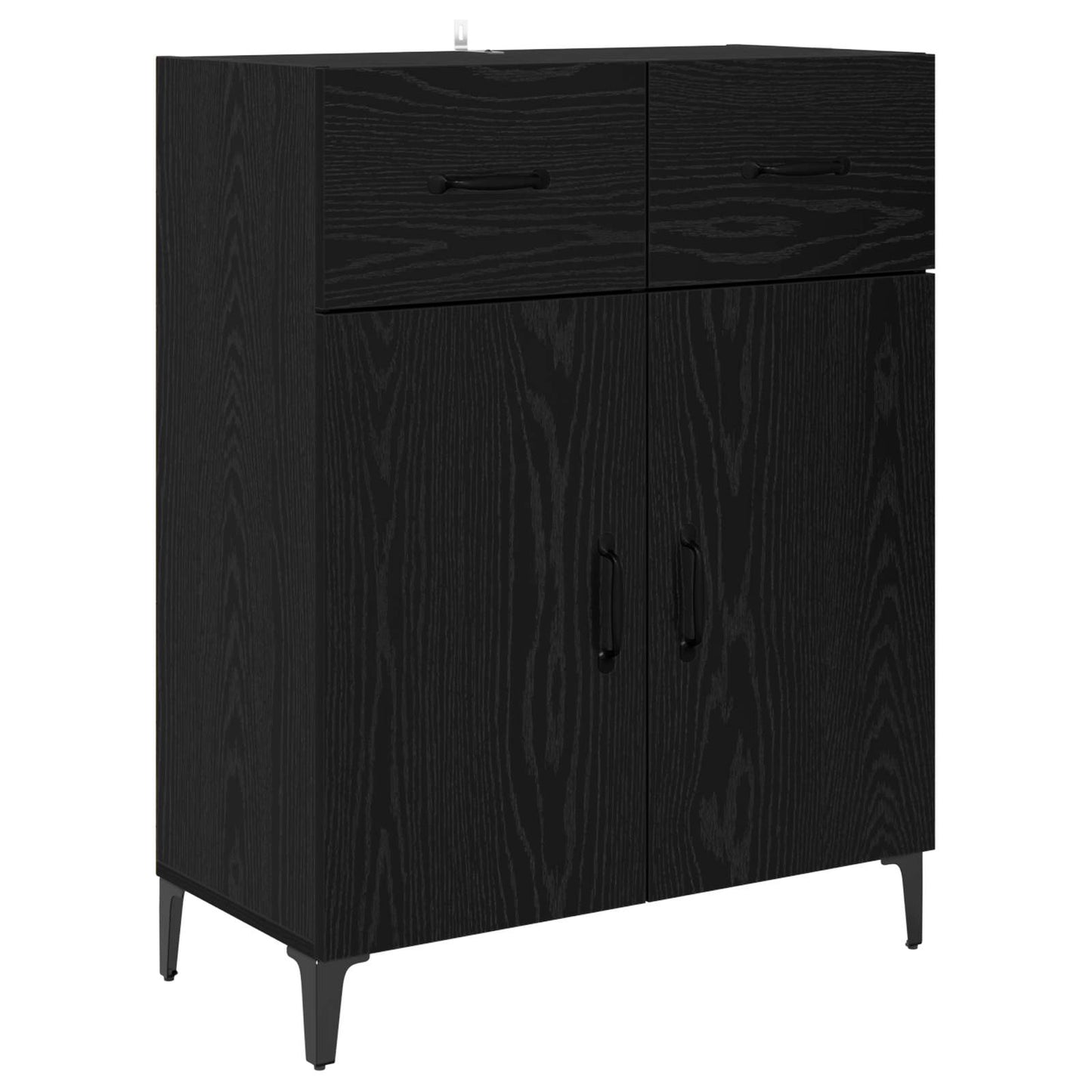 Dressoir met lade Zwart Eiken 69,5 x 34 x 90 cm Bewerkt hout is nu te koop bij PeponiXL, paradijselijk wonen!