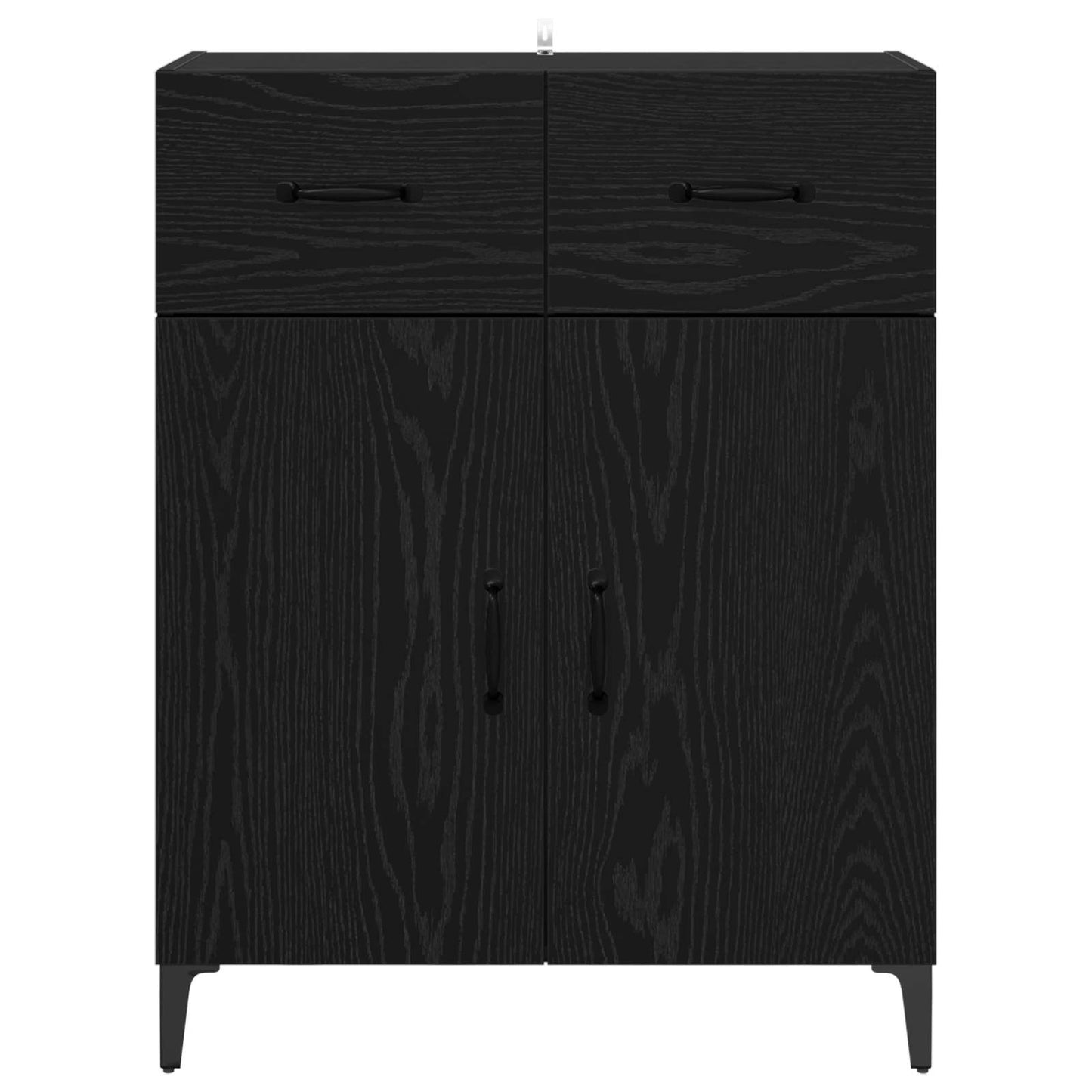 Dressoir met lade Zwart Eiken 69,5 x 34 x 90 cm Bewerkt hout is nu te koop bij PeponiXL, paradijselijk wonen!