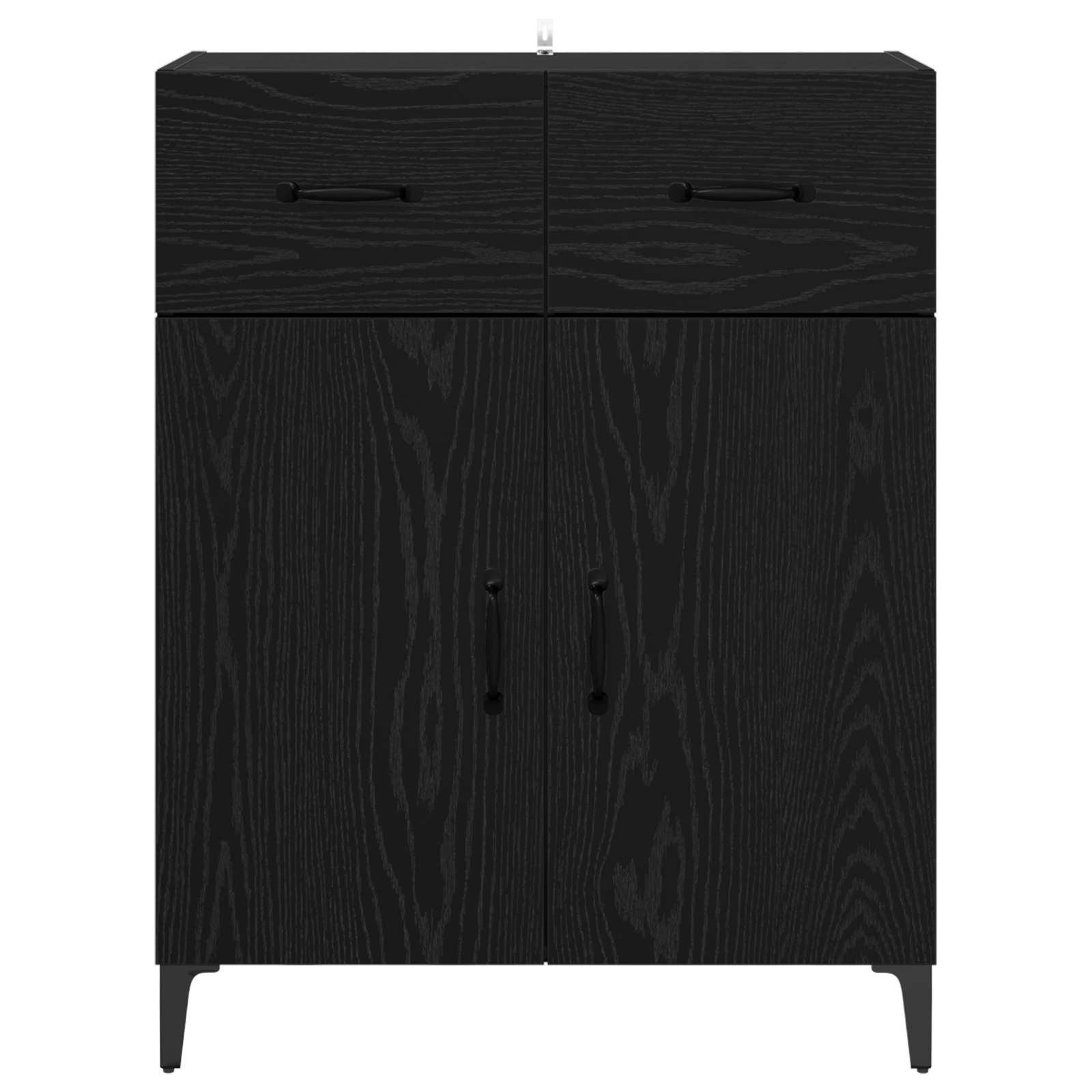 Dressoir met lade Zwart Eiken 69,5 x 34 x 90 cm Bewerkt hout is nu te koop bij PeponiXL, paradijselijk wonen!