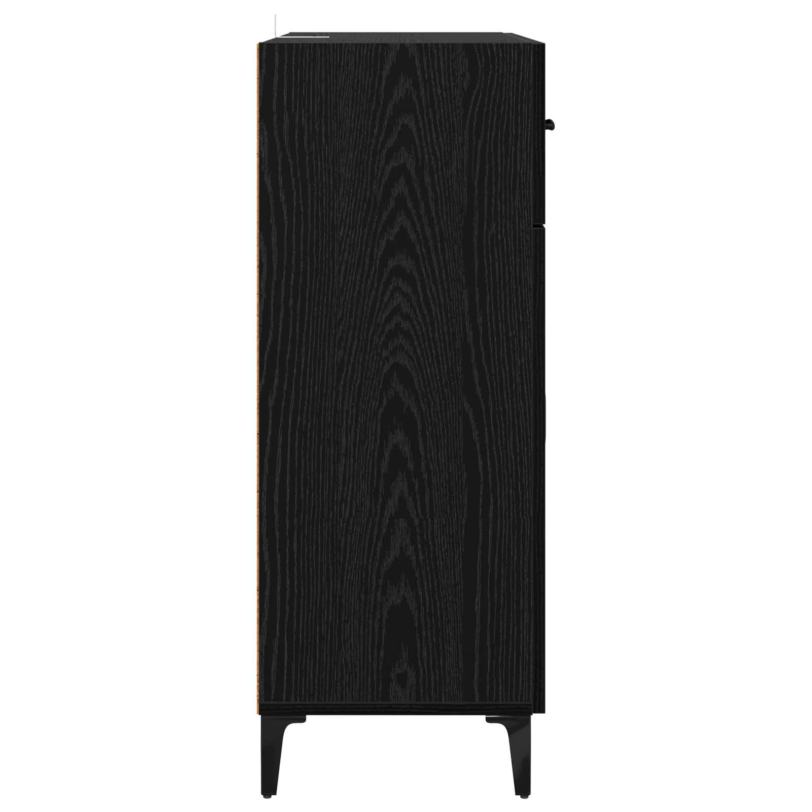 Dressoir met lade Zwart Eiken 69,5 x 34 x 90 cm Bewerkt hout is nu te koop bij PeponiXL, paradijselijk wonen!