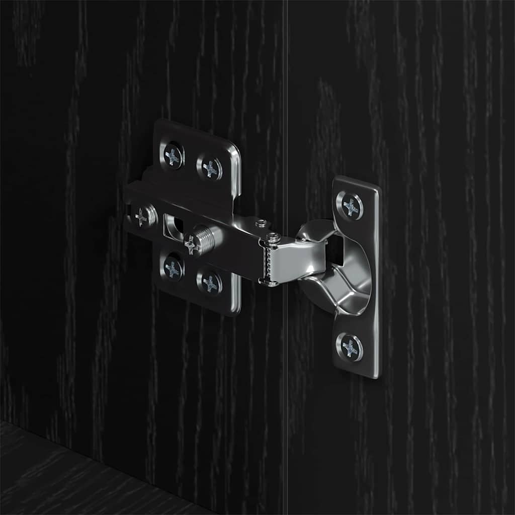 Dressoir Zwart eiken 34 x 90 x 80 cm Bewerkt hout is nu te koop bij PeponiXL, paradijselijk wonen!