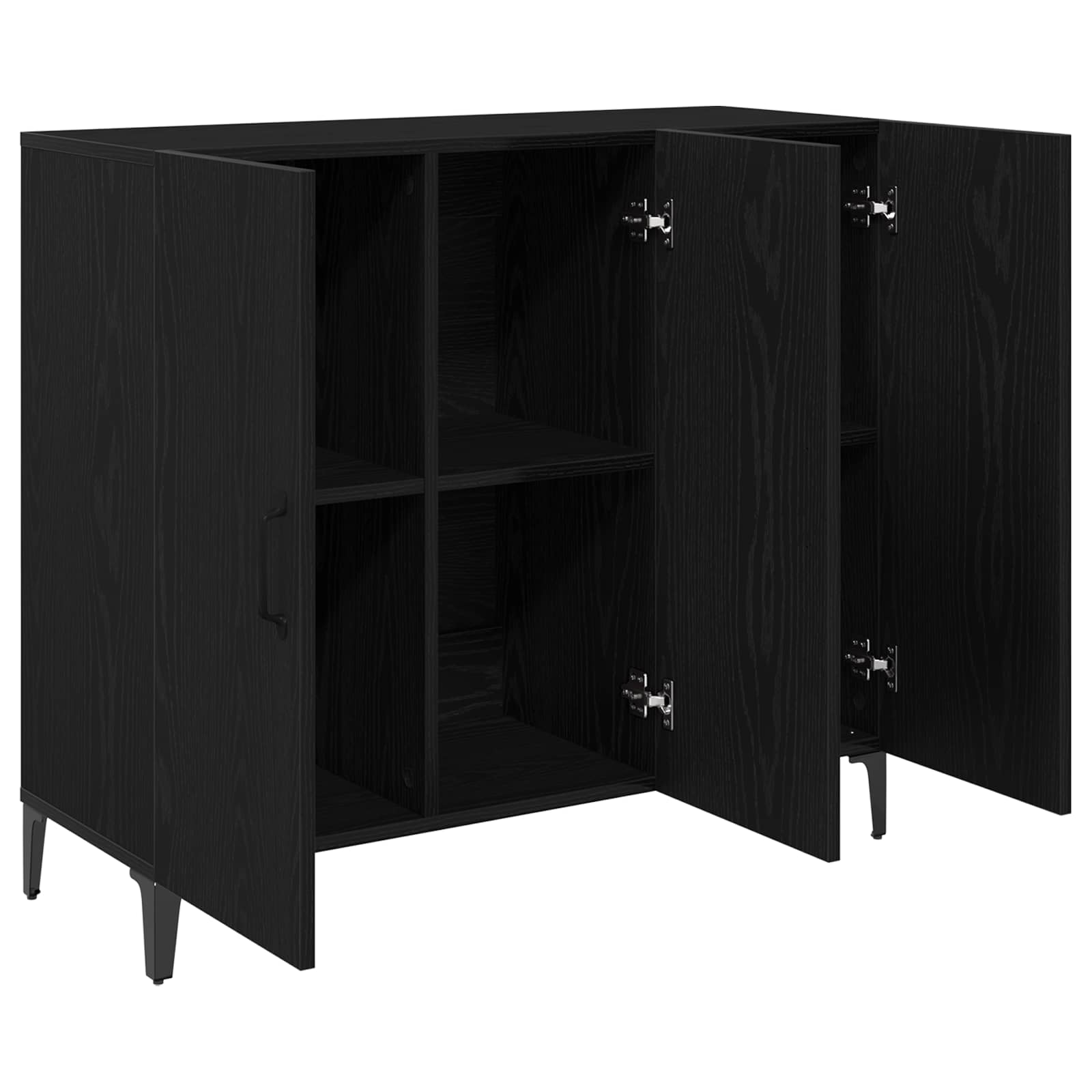 Dressoir Zwart eiken 34 x 90 x 80 cm Bewerkt hout is nu te koop bij PeponiXL, paradijselijk wonen!