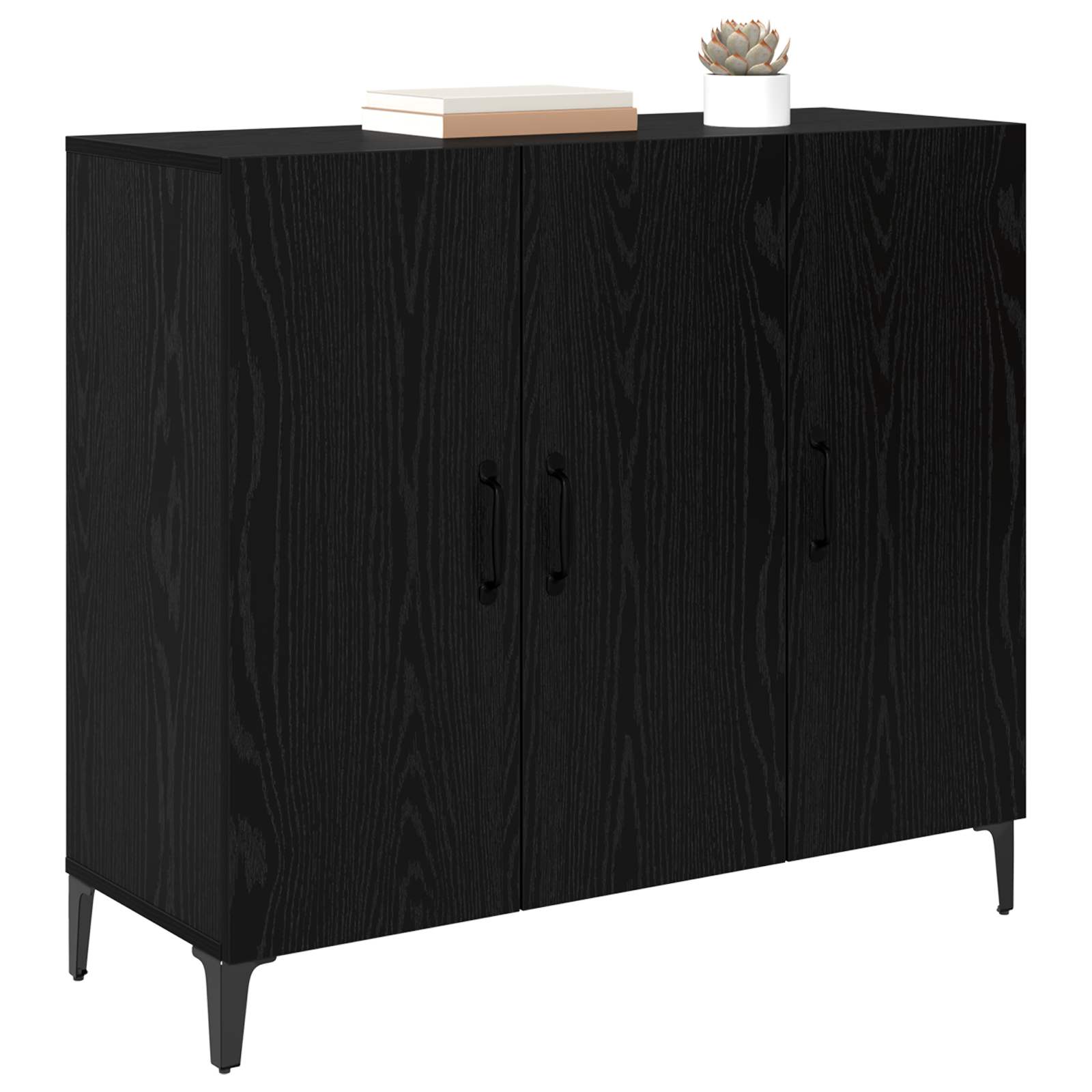 Dressoir Zwart eiken 34 x 90 x 80 cm Bewerkt hout is nu te koop bij PeponiXL, paradijselijk wonen!