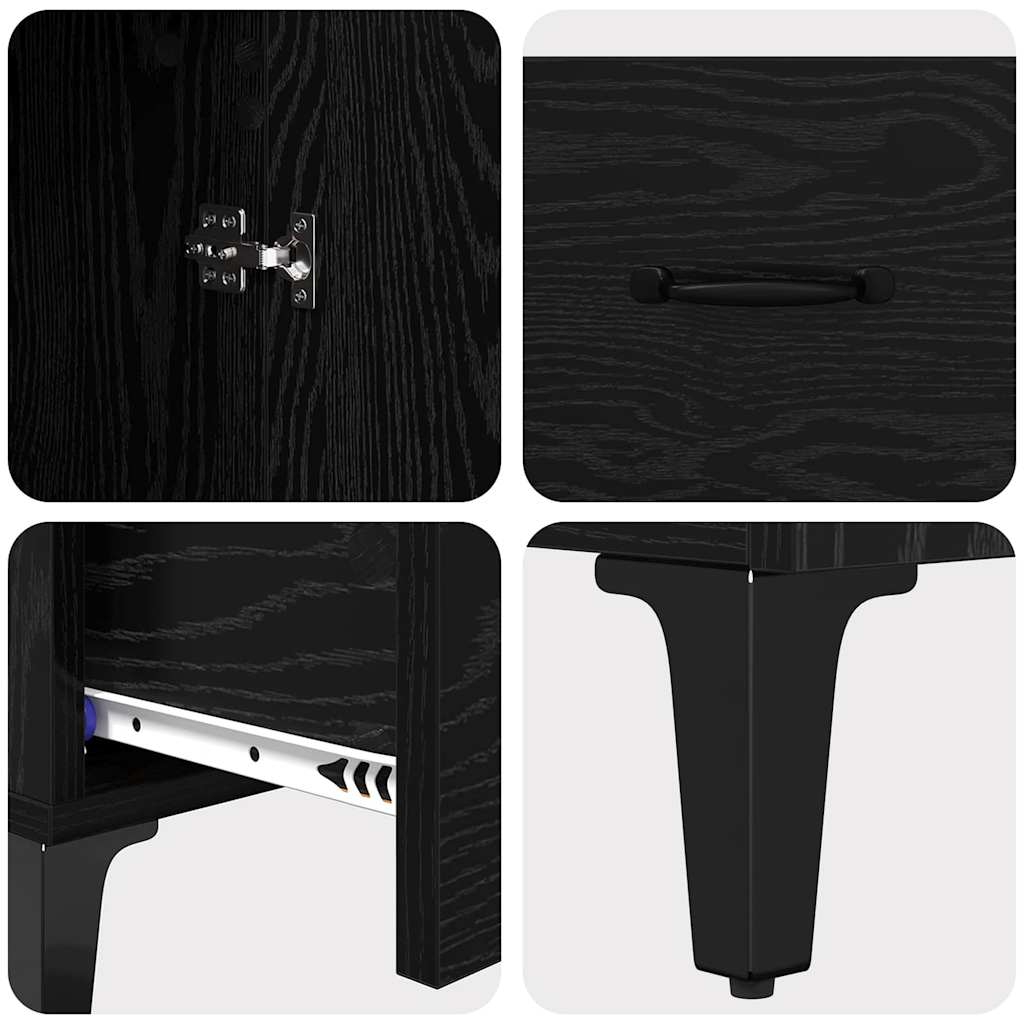 Highboard Zwart Eiken 70 x 31 x 115 cm Gemonteerd hout en ijzer is nu te koop bij PeponiXL, paradijselijk wonen!