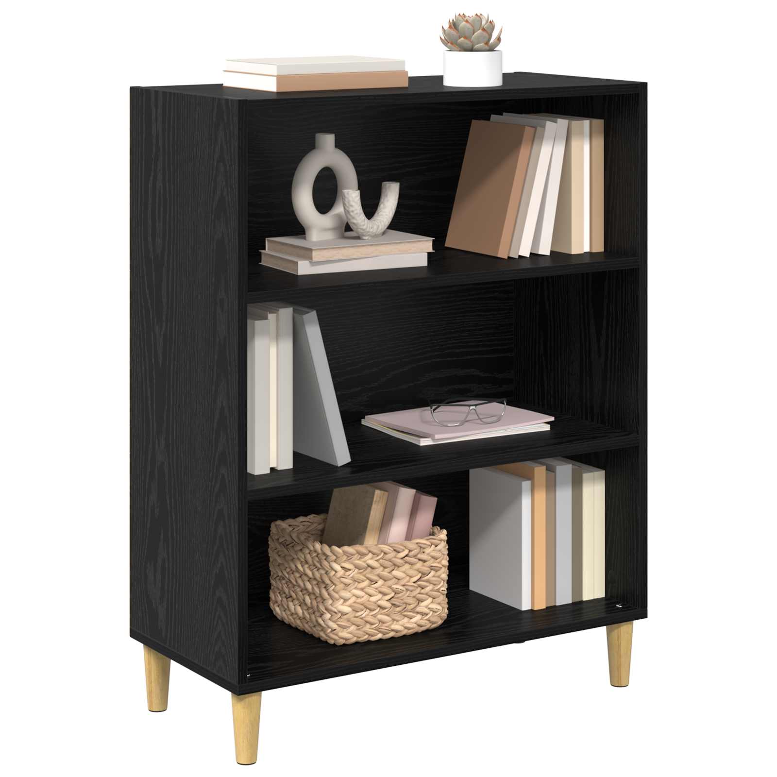 Dressoir Zwart Eiken 69,5 x 32,5 x 90 cm Bewerkt hout is nu te koop bij PeponiXL, paradijselijk wonen!