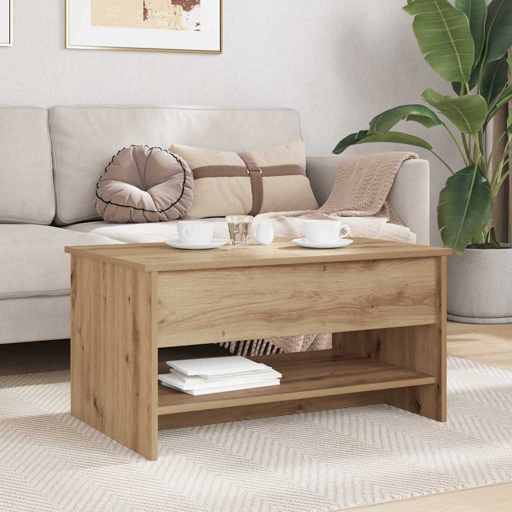 Salontafel Artisan Eiken 80 x 50,5 x 41,5 cm Bewerkt hout is nu te koop bij PeponiXL, paradijselijk wonen!