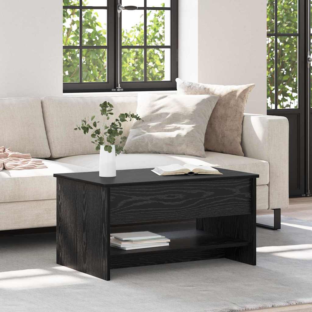 Salontafel Zwart Eiken 80 x 50,5 x 41,5 cm Bewerkt hout is nu te koop bij PeponiXL, paradijselijk wonen!