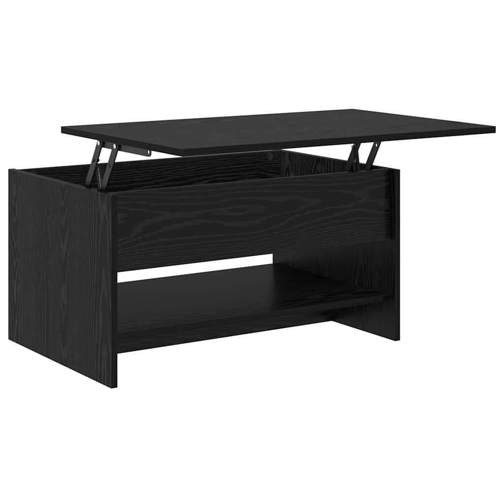 Salontafel Zwart Eiken 80 x 50,5 x 41,5 cm Bewerkt hout is nu te koop bij PeponiXL, paradijselijk wonen!