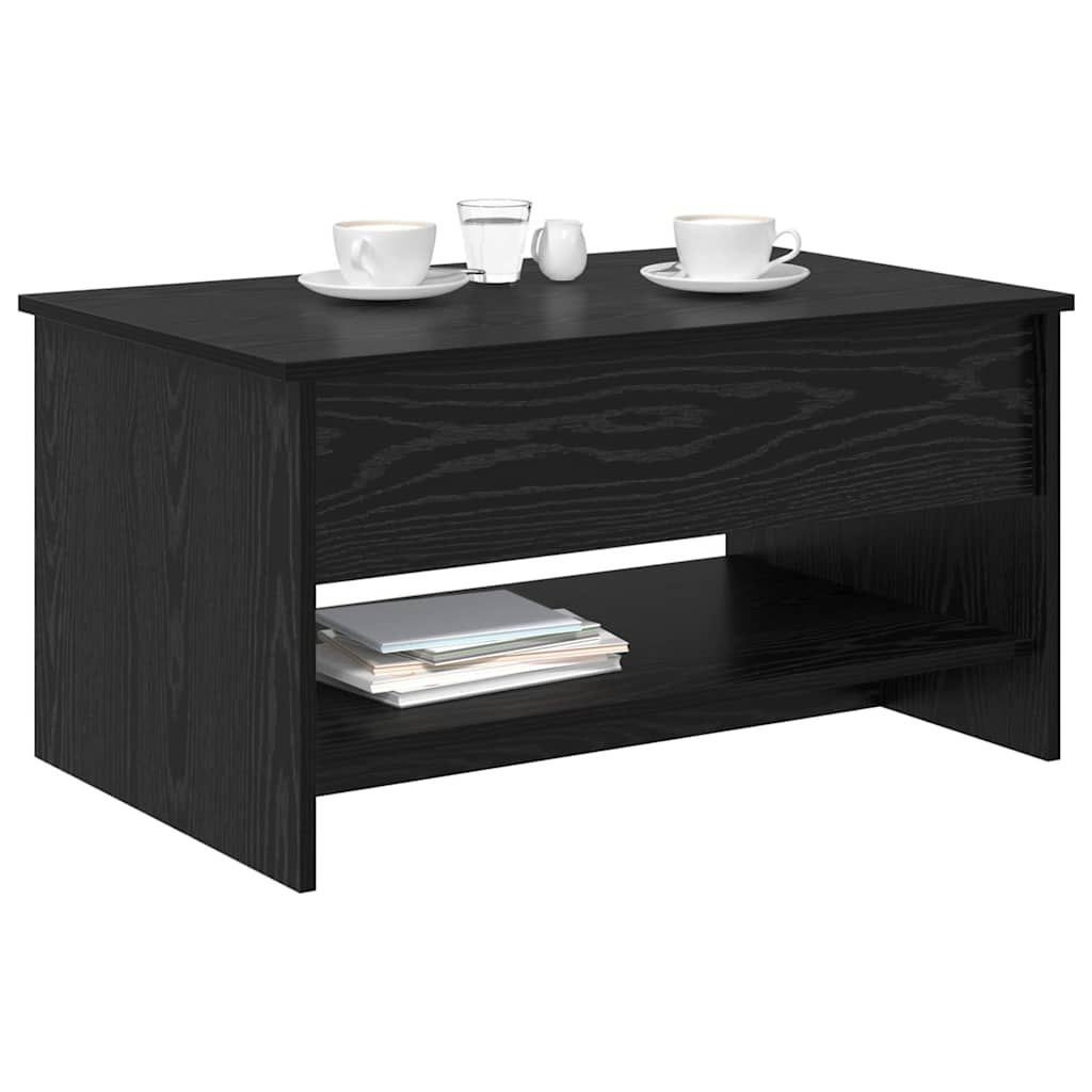 Salontafel Zwart Eiken 80 x 50,5 x 41,5 cm Bewerkt hout is nu te koop bij PeponiXL, paradijselijk wonen!