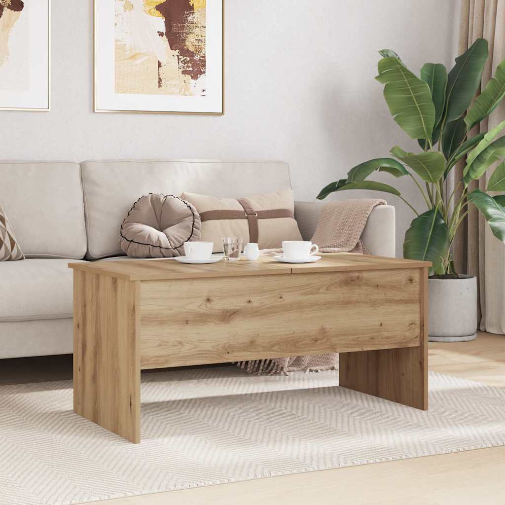 Salontafel Artisan Eiken 102 x 50,5 x 46,5 cm Bewerkt hout is nu te koop bij PeponiXL, paradijselijk wonen!