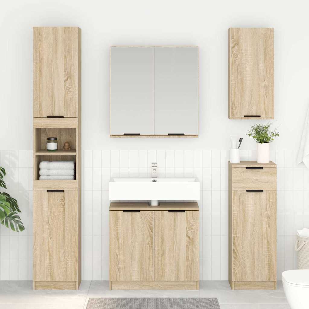 Badkamer Kast Sonoma Eiken 64,5 x 33,5 x 59 cm Bewerkt hout is nu te koop bij PeponiXL, paradijselijk wonen!