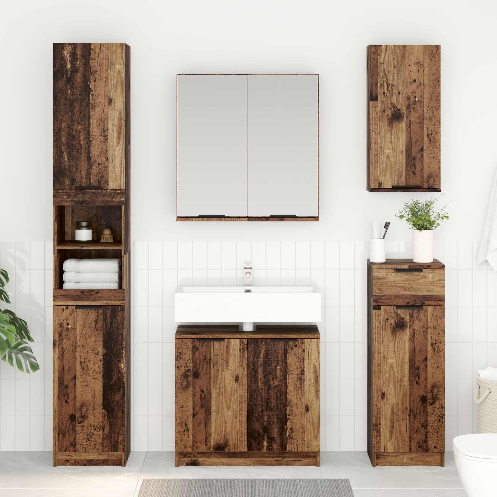 Badkamer Kast Oud Hout 64,5 x 33,5 x 59 cm Bewerkt hout is nu te koop bij PeponiXL, paradijselijk wonen!