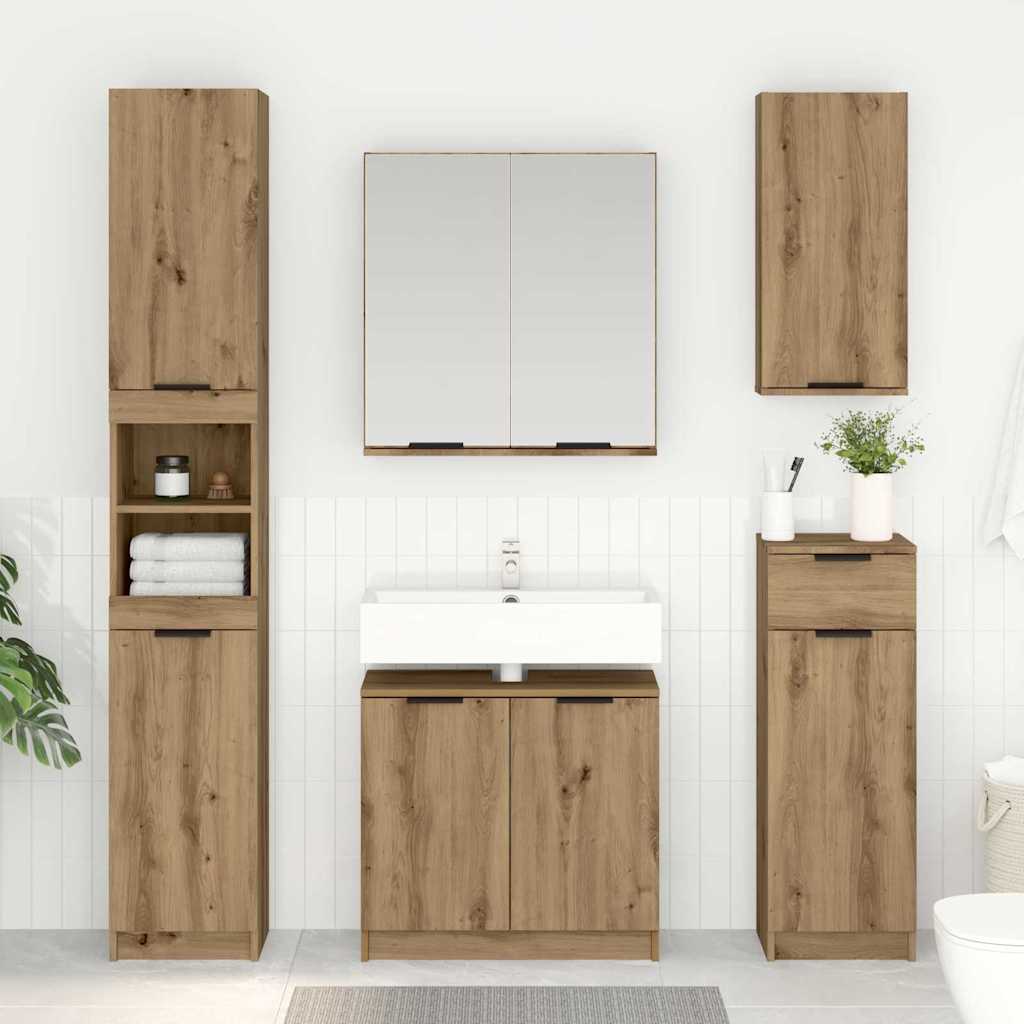 Badkamer Kast Artisan Eiken 64,5 x 33,5 x 59 cm Bewerkt hout is nu te koop bij PeponiXL, paradijselijk wonen!