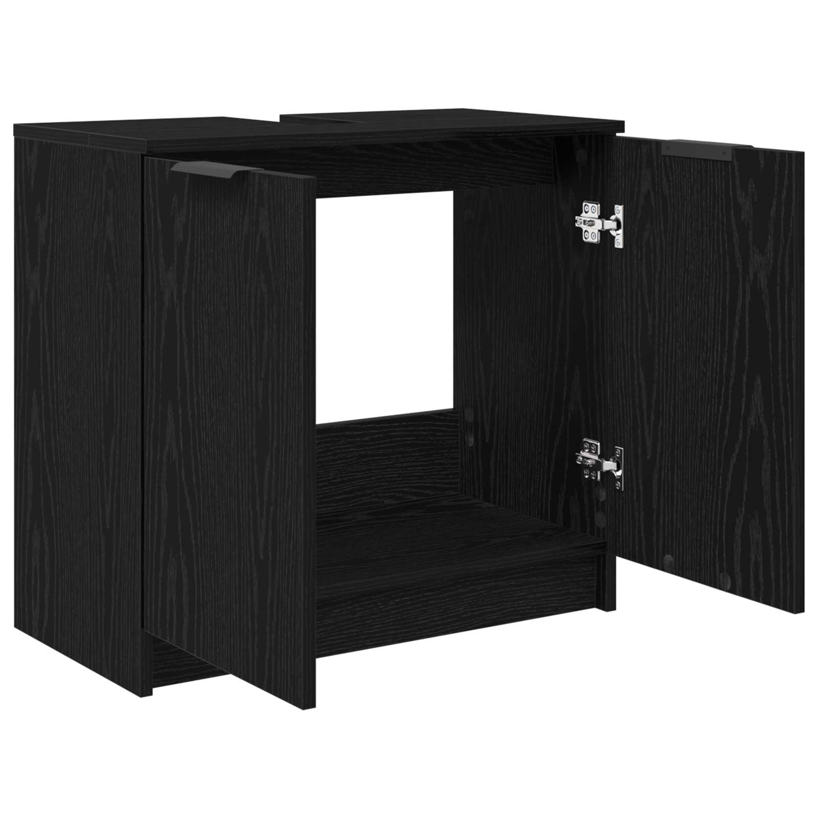 Badkamer Kast Zwart Eiken 64,5 x 33,5 x 59 cm Bewerkt hout is nu te koop bij PeponiXL, paradijselijk wonen!