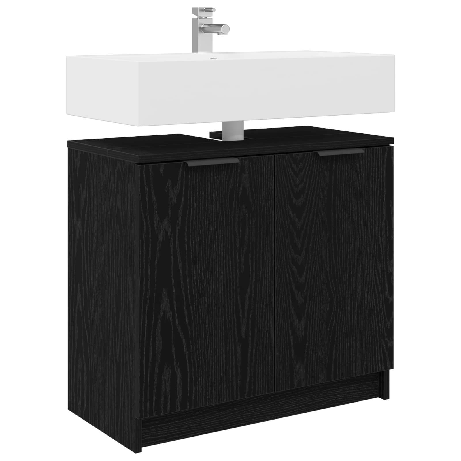 Badkamer Kast Zwart Eiken 64,5 x 33,5 x 59 cm Bewerkt hout is nu te koop bij PeponiXL, paradijselijk wonen!