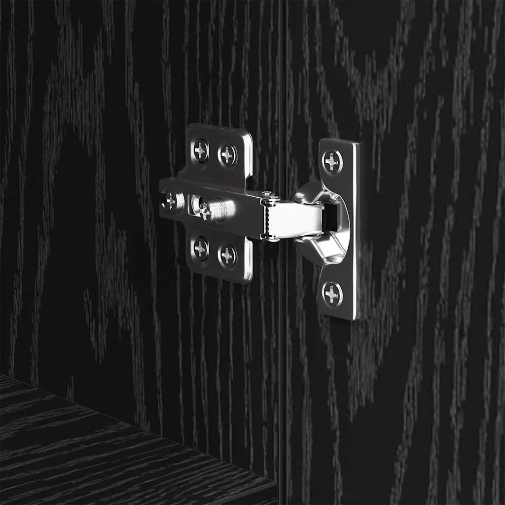 Dressoir Zwart Eiken 30 x 30 x 70 cm Bewerkt hout is nu te koop bij PeponiXL, paradijselijk wonen!