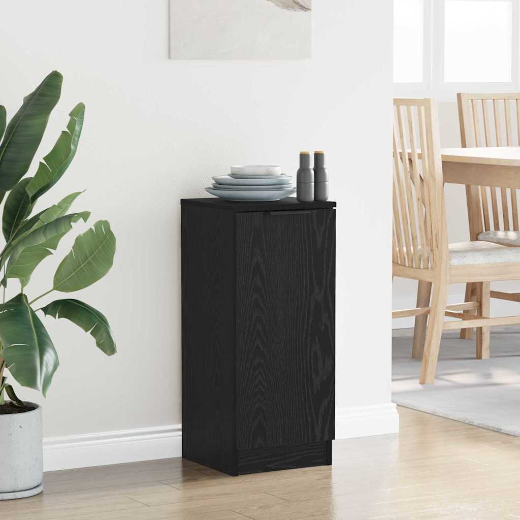 Dressoir Zwart Eiken 30 x 30 x 70 cm Bewerkt hout is nu te koop bij PeponiXL, paradijselijk wonen!