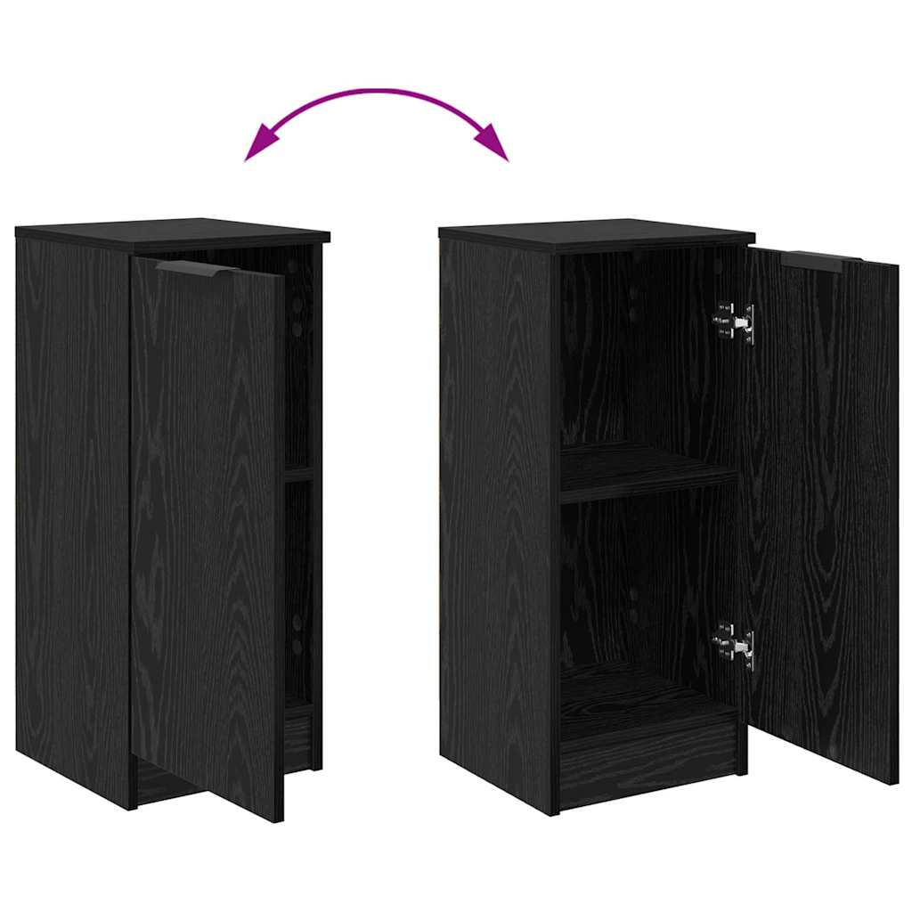 Dressoir Zwart Eiken 30 x 30 x 70 cm Bewerkt hout is nu te koop bij PeponiXL, paradijselijk wonen!