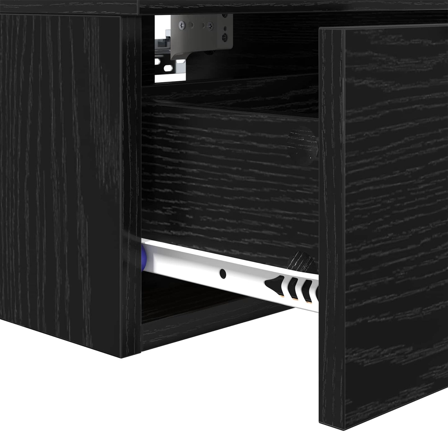 Nachtkastje met lade Zwart Eiken 34 x 30 x 20 cm Bewerkt hout is nu te koop bij PeponiXL, paradijselijk wonen!