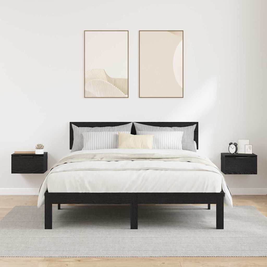 Nachtkastje 2 pcs Zwart Eiken 34 x 30 x 20 cm Bewerkt hout is nu te koop bij PeponiXL, paradijselijk wonen!