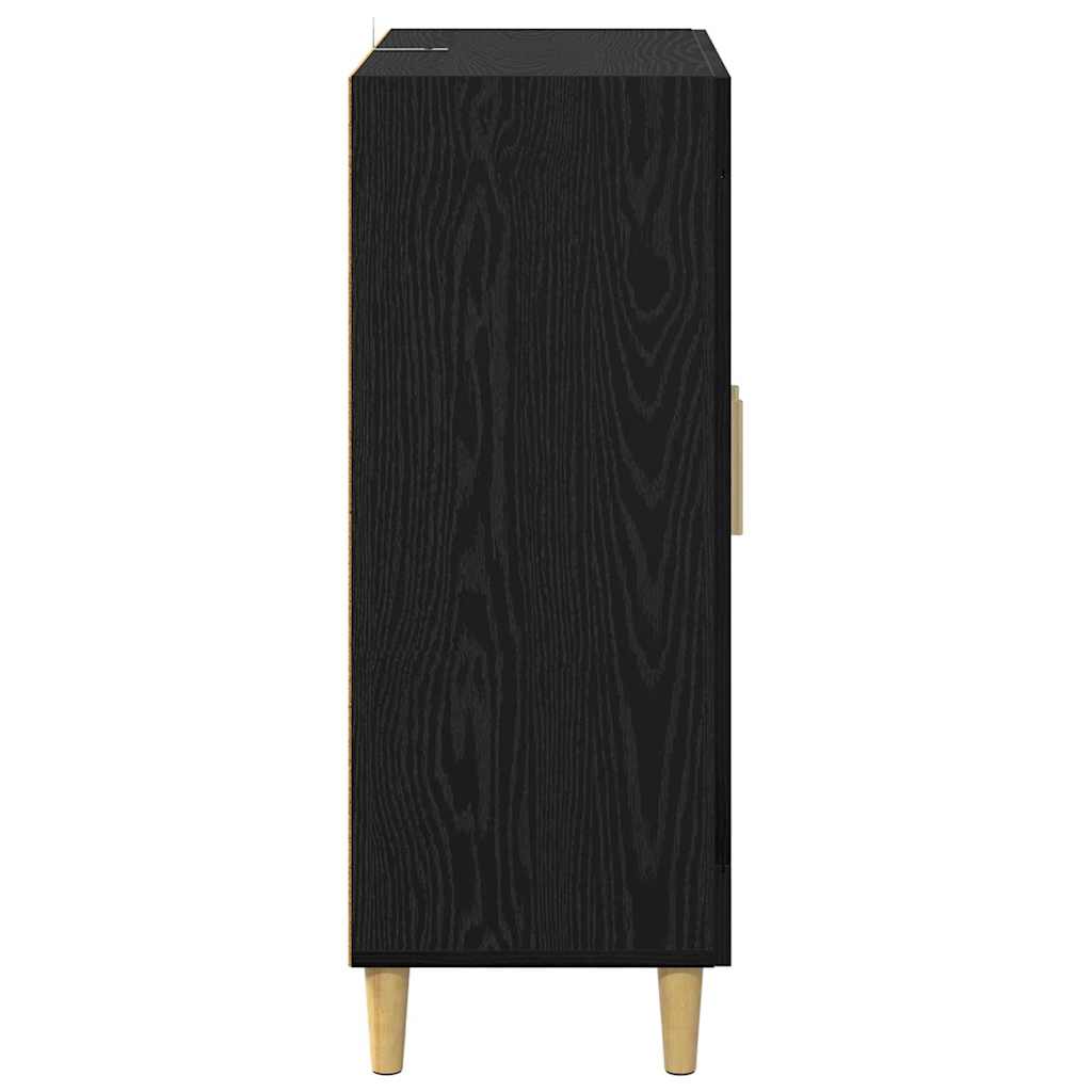 Dressoir Zwart Eiken 69,5 x 34 x 90 cm Bewerkt hout is nu te koop bij PeponiXL, paradijselijk wonen!