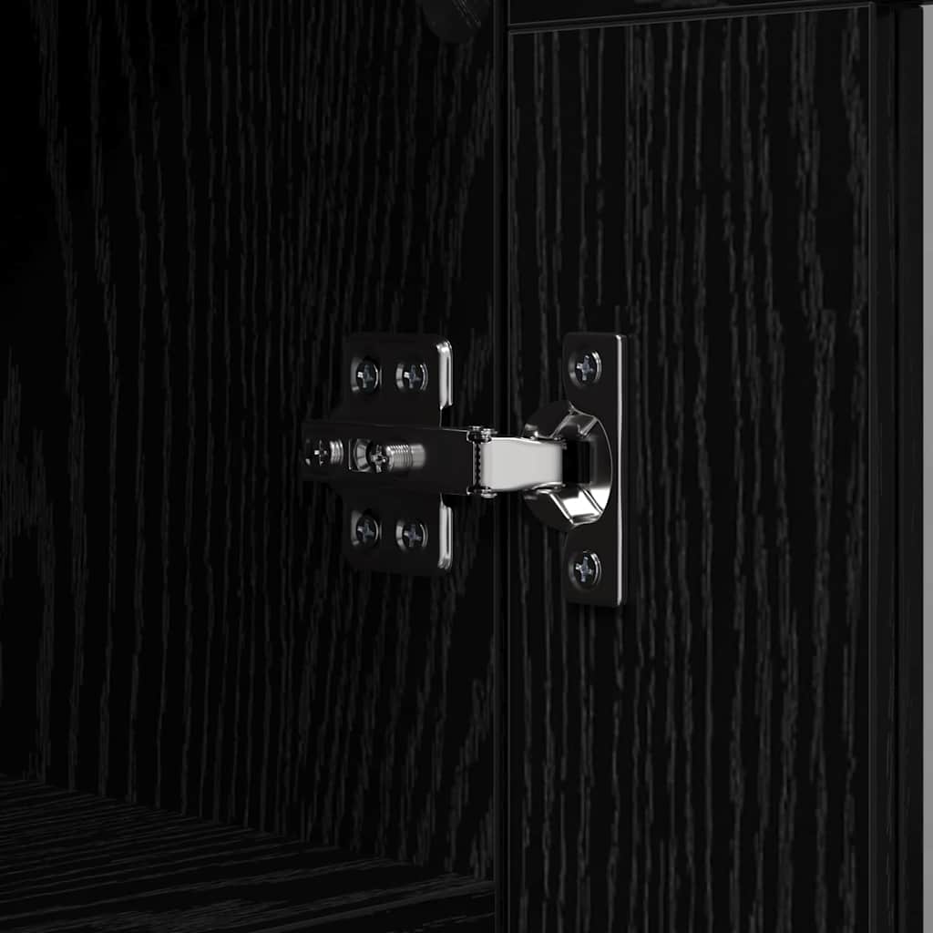 Dressoir Zwart Eiken 69,5 x 34 x 90 cm Gemonteerd hout en ijzer is nu te koop bij PeponiXL, paradijselijk wonen!