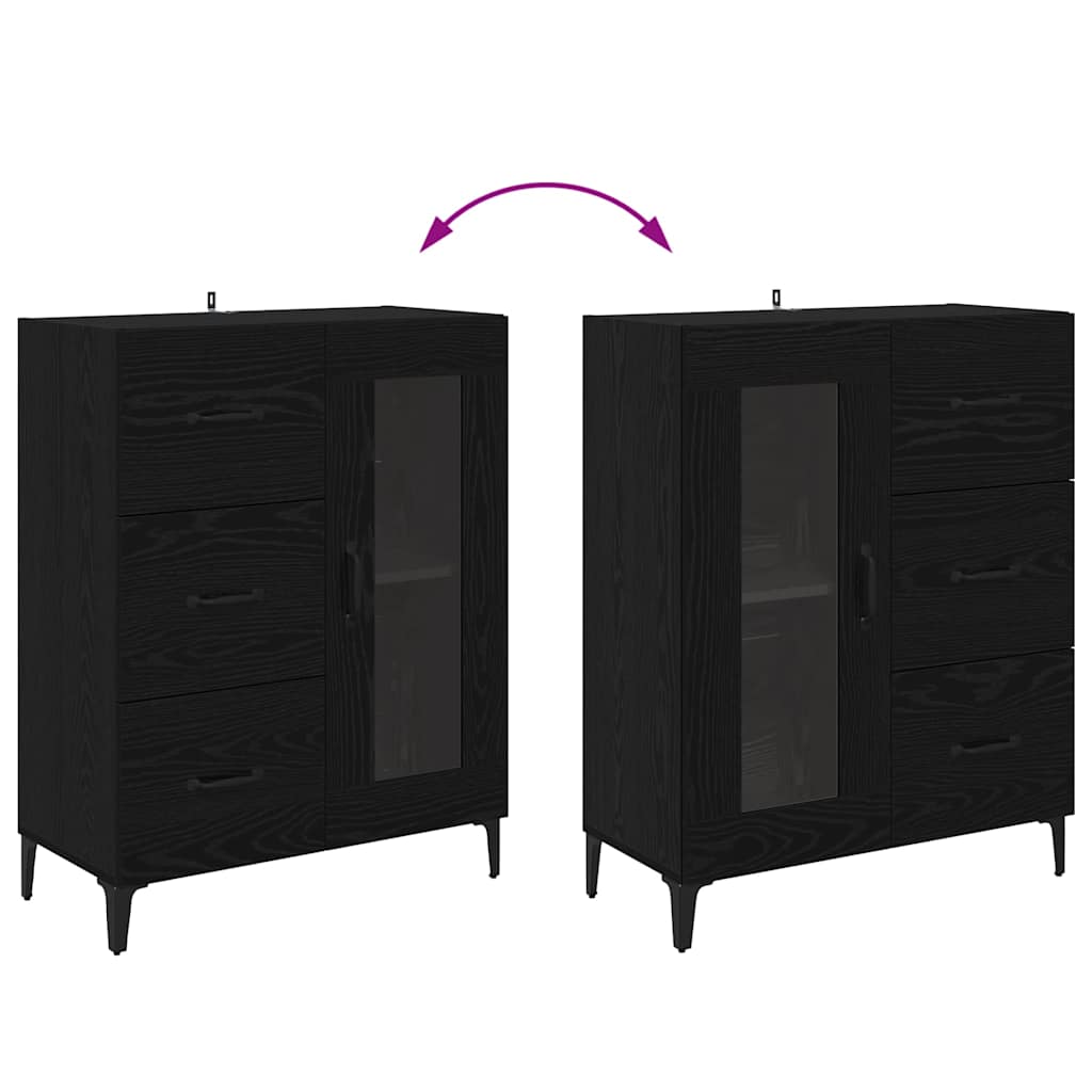 Dressoir Zwart Eiken 69,5 x 34 x 90 cm Gemonteerd hout en ijzer is nu te koop bij PeponiXL, paradijselijk wonen!