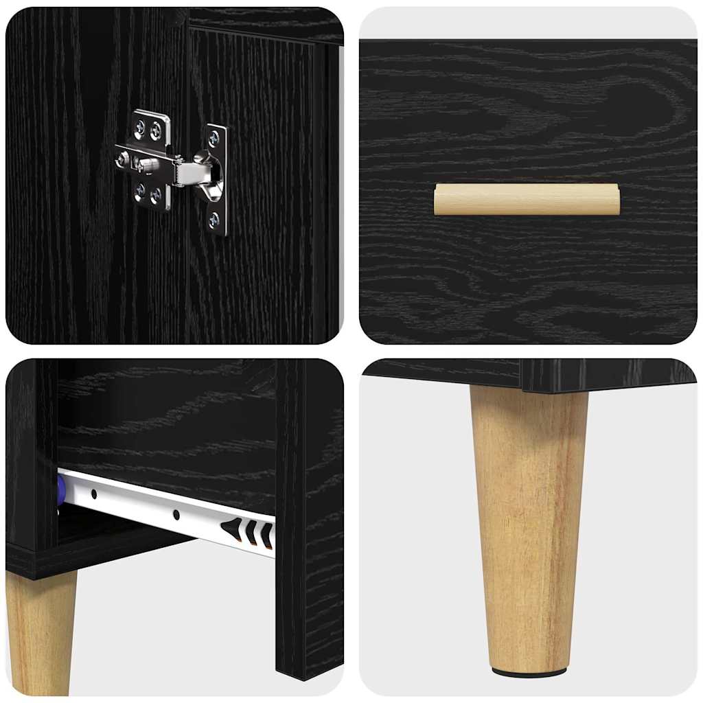 Highboard met lade Zwart Eiken 70 x 31 x 115 cm Bewerkt hout is nu te koop bij PeponiXL, paradijselijk wonen!
