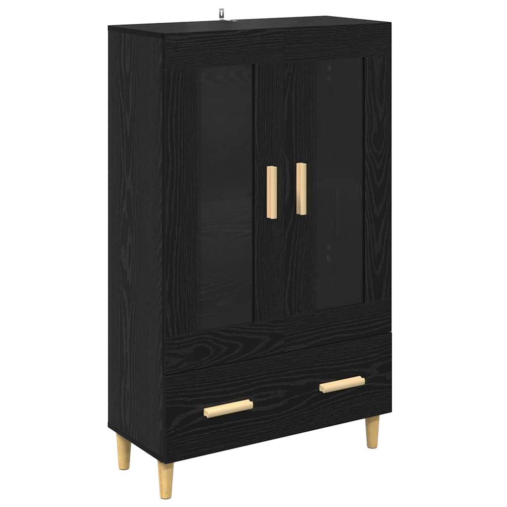 Highboard met lade Zwart Eiken 70 x 31 x 115 cm Bewerkt hout is nu te koop bij PeponiXL, paradijselijk wonen!