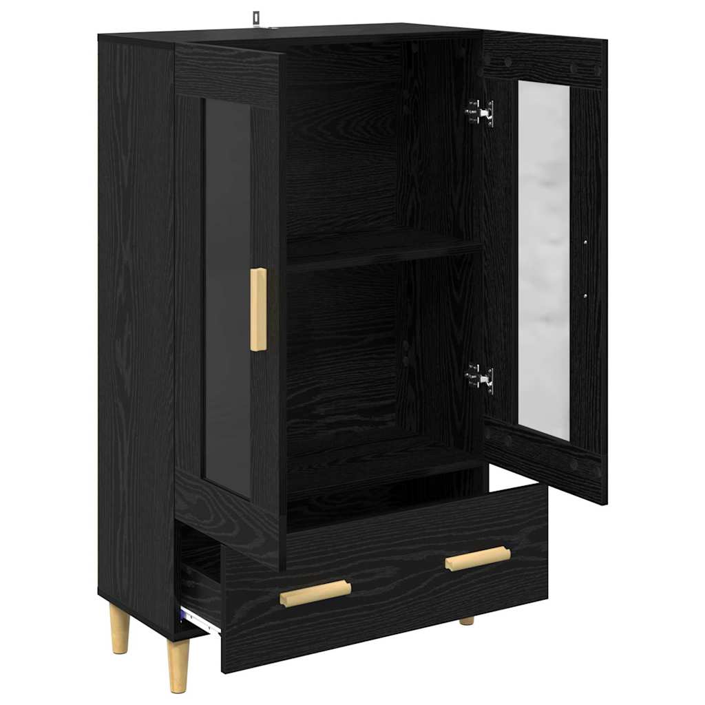 Highboard met lade Zwart Eiken 70 x 31 x 115 cm Bewerkt hout is nu te koop bij PeponiXL, paradijselijk wonen!