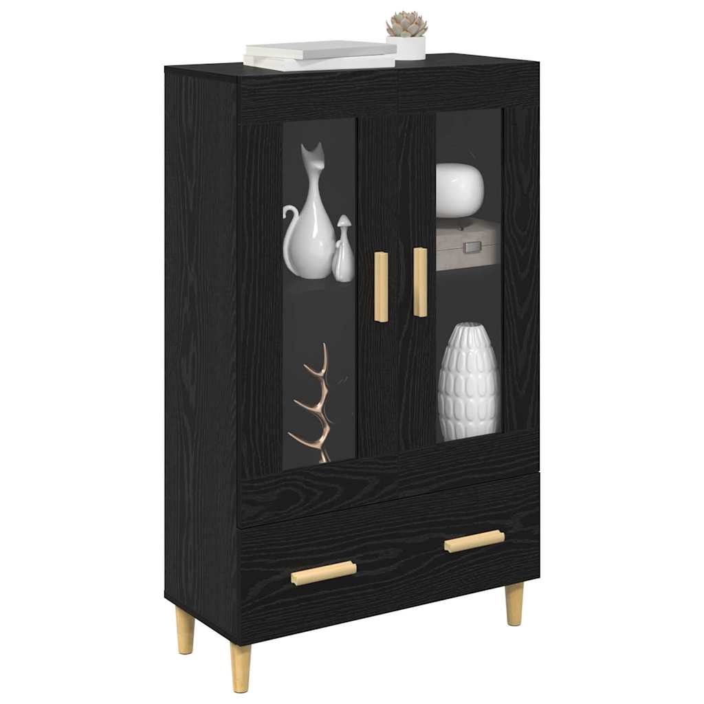 Highboard met lade Zwart Eiken 70 x 31 x 115 cm Bewerkt hout is nu te koop bij PeponiXL, paradijselijk wonen!