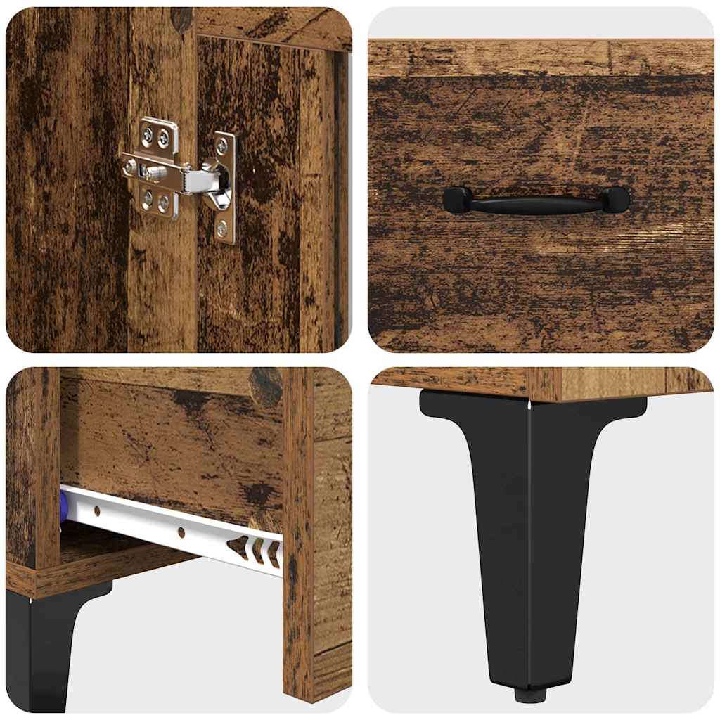 Highboard Oud Hout 70 x 31 x 115 cm Gemonteerd hout en ijzer is nu te koop bij PeponiXL, paradijselijk wonen!