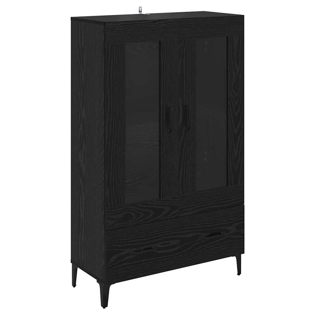 Highboard Zwart Eiken 70 x 31 x 115 cm Gemonteerd hout en ijzer is nu te koop bij PeponiXL, paradijselijk wonen!