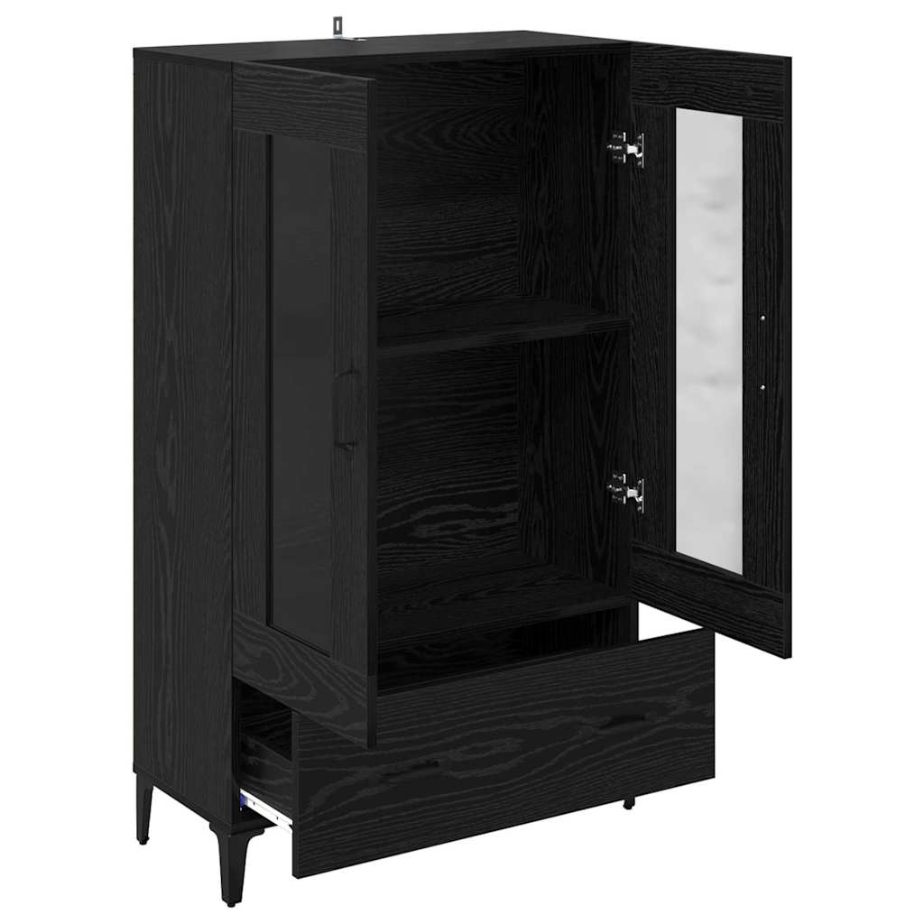 Highboard Zwart Eiken 70 x 31 x 115 cm Gemonteerd hout en ijzer is nu te koop bij PeponiXL, paradijselijk wonen!