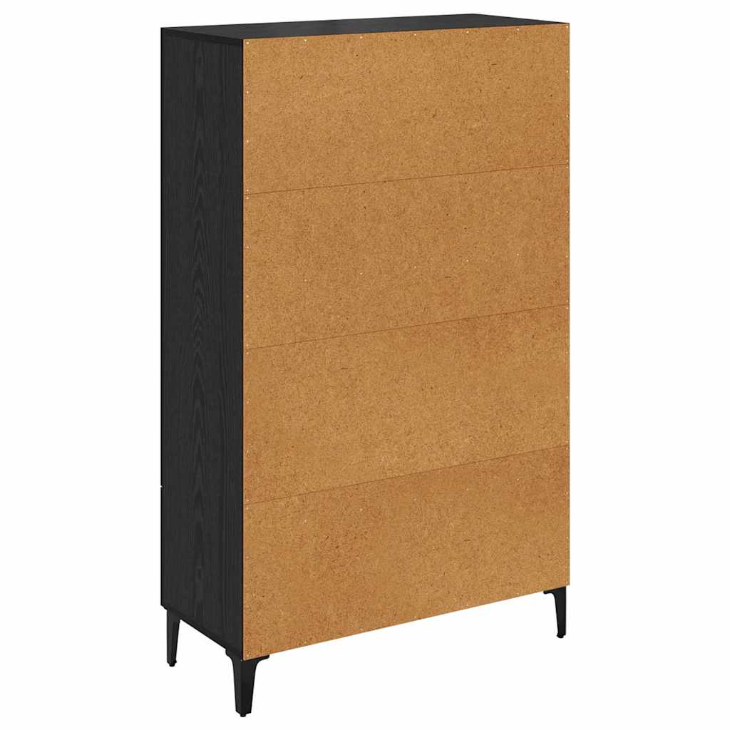 Highboard Zwart Eiken 70 x 31 x 115 cm Gemonteerd hout en ijzer is nu te koop bij PeponiXL, paradijselijk wonen!