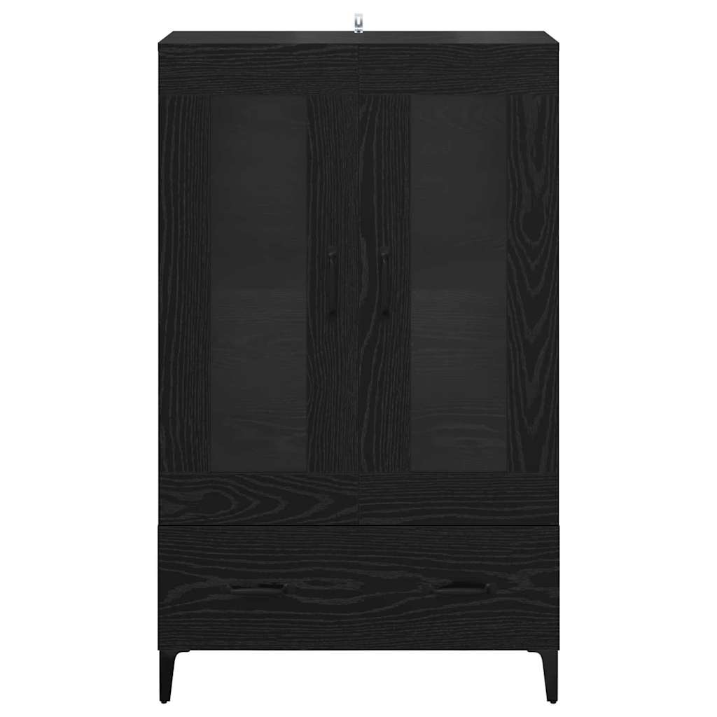 Highboard Zwart Eiken 70 x 31 x 115 cm Gemonteerd hout en ijzer is nu te koop bij PeponiXL, paradijselijk wonen!