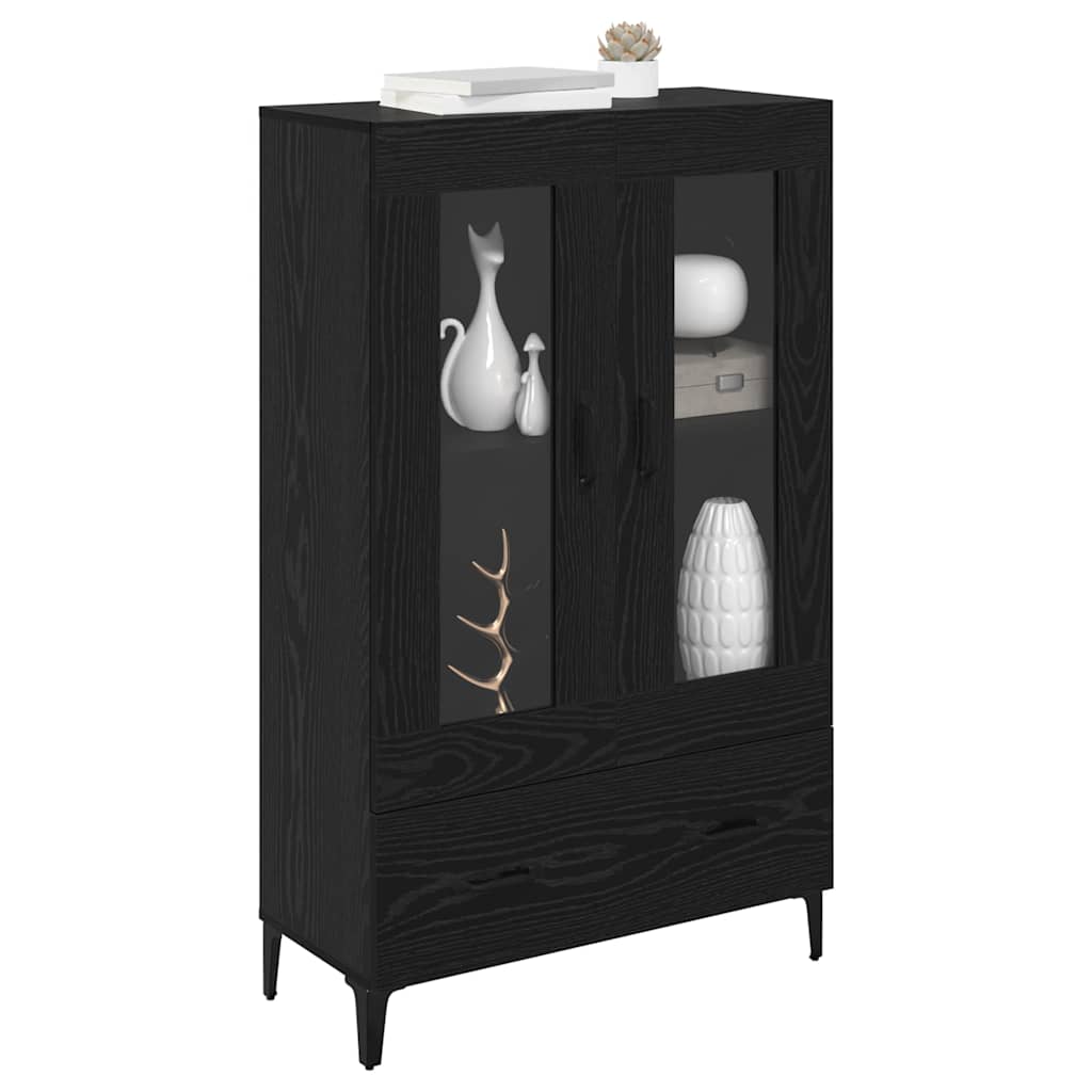 Highboard Zwart Eiken 70 x 31 x 115 cm Gemonteerd hout en ijzer is nu te koop bij PeponiXL, paradijselijk wonen!